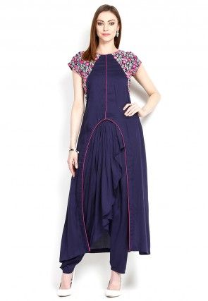 Embroidered Pakistani Rayon Suit in Blue