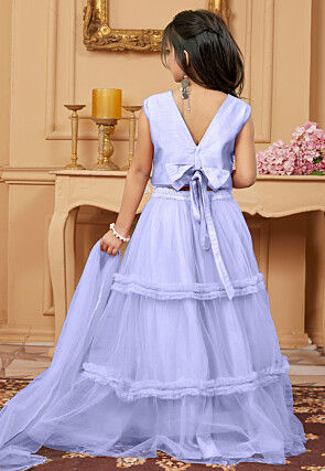 Lace Border Net Lehenga in Light Purple