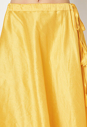 Lace Embellished Art Dupion Silk Skirt in Yellow
