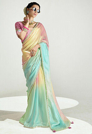 Ombre Tissue Silk Saree in Multicolor