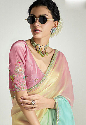 Ombre Tissue Silk Saree in Multicolor