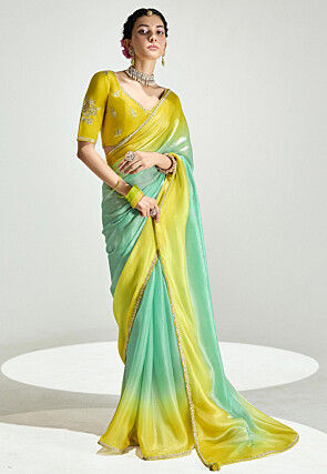 Ombre Tissue Silk Saree in Sea Green