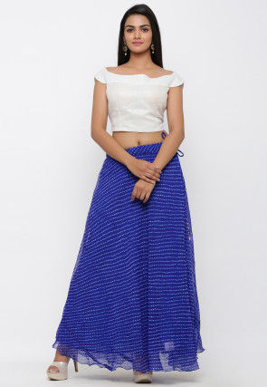 Leheriya Georgette Long Skirt in Blue