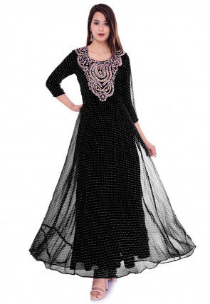 Leheriya Georgette Gown in Black