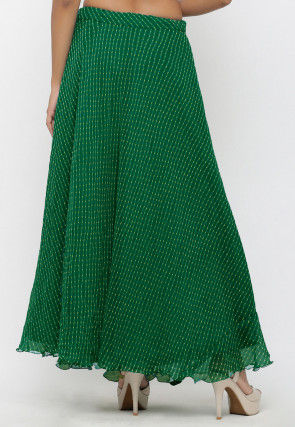 Leheriya Georgette Long Skirt in Teal Green
