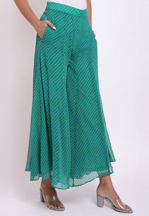 Leheriya Georgette Palazzo in Teal Green