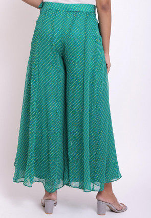 Leheriya Georgette Palazzo in Teal Green