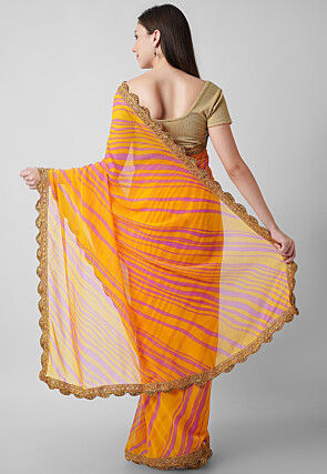 Leheriya  Georgette Saree in Mustard