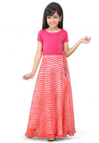 Leheriya Georgette Skirt in Peach