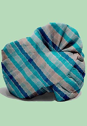 Leheriya Kota Silk Kids Turban in Shaded Blue
