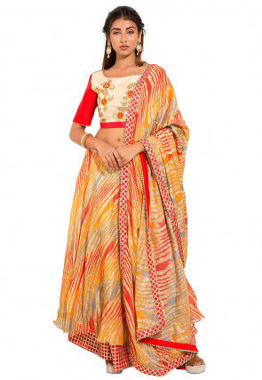 Leheriya Kota Silk Lehenga in Multicolor