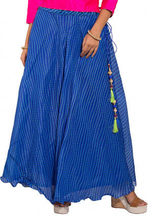 Leheriya Kota Silk Skirt in Royal Blue