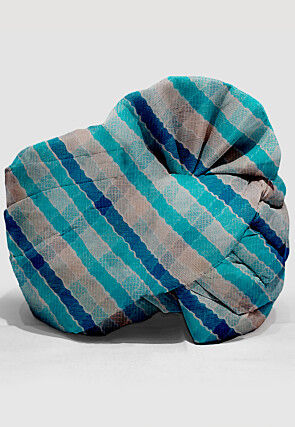 Leheriya Kota Silk Unisex Turban in Shaded Blue