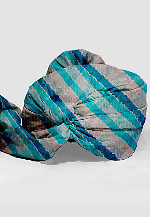 Leheriya Kota Silk Unisex Turban in Shaded Blue