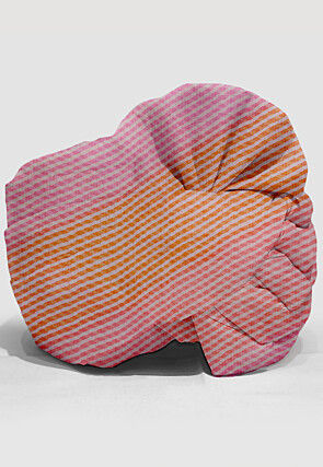 Leheriya Kota Silk Unisex Turban in Shaded Orange and Pink