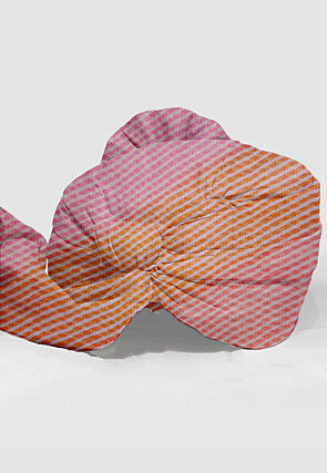 Leheriya Kota Silk Unisex Turban in Shaded Orange and Pink