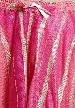 Leheriya Print Kota Doria Skirt in Pink