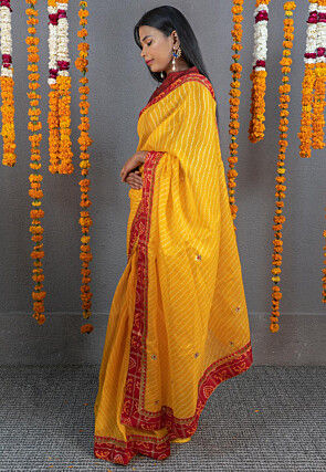 Leheriya Printed Art Kota Silk Saree in Mustard