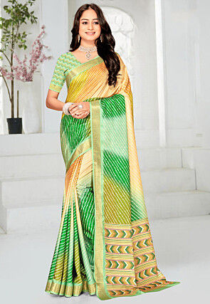 Leheriya Printed Art Silk Saree in Multicolor