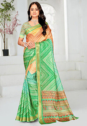 Leheriya Printed Art Silk Saree in Multicolor