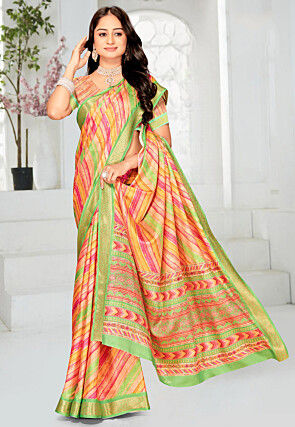 Leheriya Printed Art Silk Saree in Multicolor