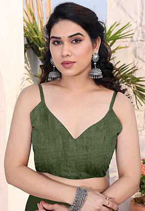 Leheriya Printed Chiffon Saree in Green