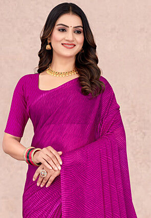 Leheriya Printed Chiffon Saree in Magenta