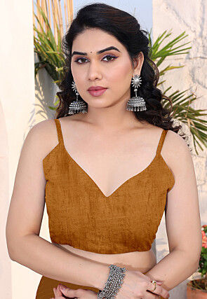 Leheriya Printed Chiffon Saree in Mustard