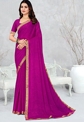 Leheriya Printed Chiffon Saree in Purple