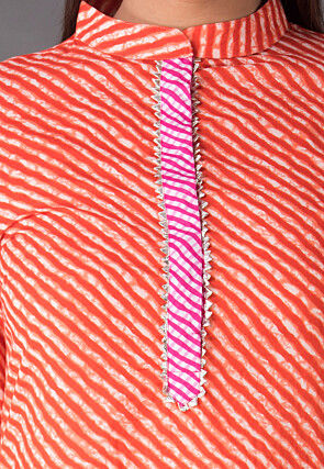 Leheriya Printed Cotton A Line Suit in Red