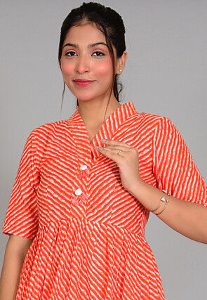 Leheriya Printed Cotton Co Ord Set in Red