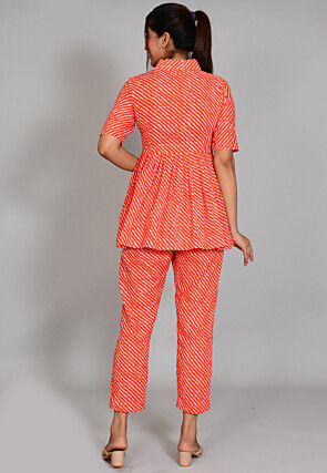Leheriya Printed Cotton Co Ord Set in Red