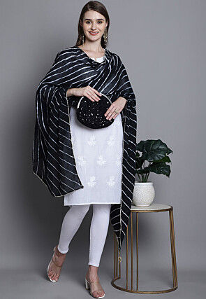 Leheriya Printed Cotton Dupatta in Black