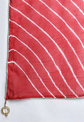 Leheriya Printed Cotton Dupatta in Red