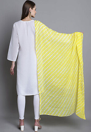 Leheriya Printed Cotton Dupatta in Yellow