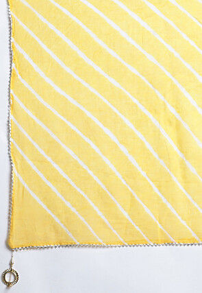 Leheriya Printed Cotton Dupatta in Yellow