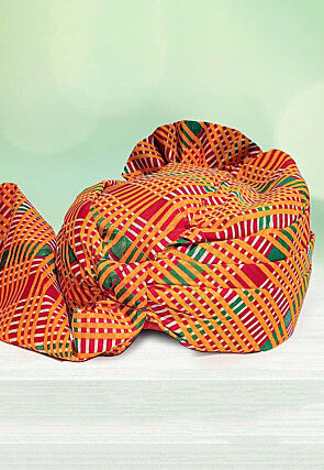 Leheriya Printed Cotton Kids Turban in Mustard and Muticolor