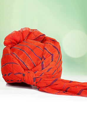 Leheriya Printed Cotton Kids Turban in Orange