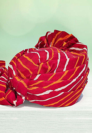 Leheriya Printed Cotton Kids Turban in Red
