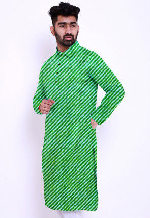 Leheriya Printed Cotton Kurta in Green