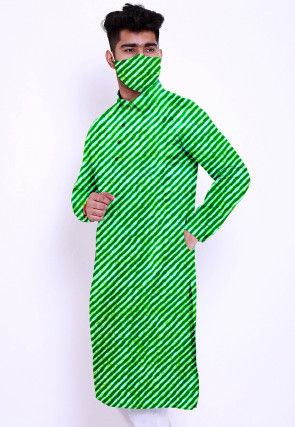 Leheriya Printed Cotton Kurta in Green