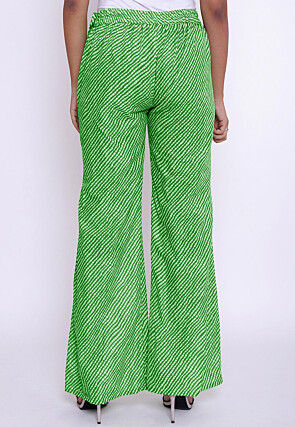 Leheriya Printed Cotton Palazzo in Light Green