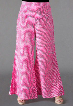 Leheriya Printed Cotton Palazzo in Pink