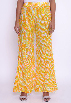Leheriya Printed Cotton Palazzo in Yellow