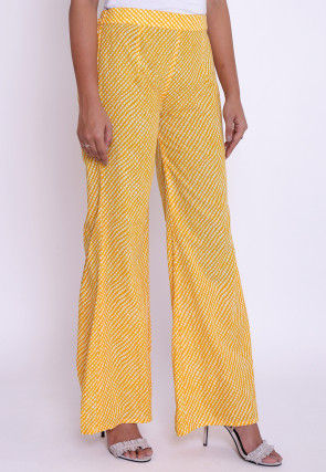 Leheriya Printed Cotton Palazzo in Yellow
