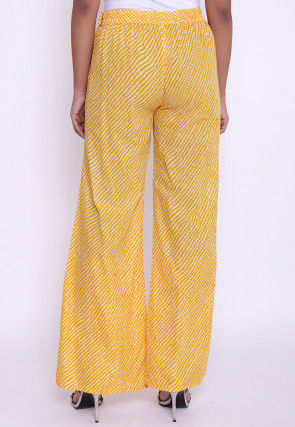 Leheriya Printed Cotton Palazzo in Yellow