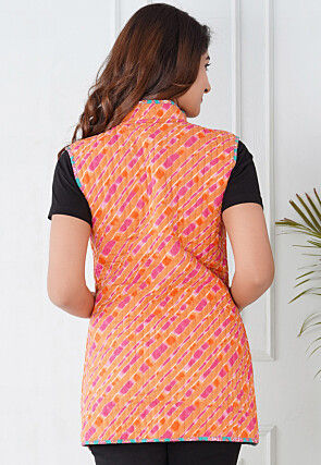 Leheriya Printed Cotton Reversible Warm Jacket in Sea Green