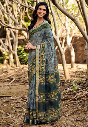 Leheriya Printed Cotton Saree in Blue