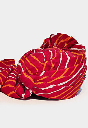 Leheriya Printed Cotton Unisex Turban in Red