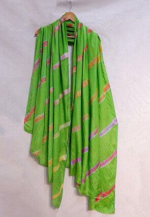 Leheriya Printed Crepe Dupatta in Light Green